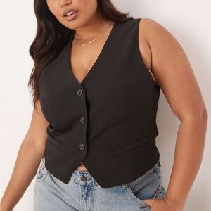 Classic Black Button Front Vest Size 3x/24